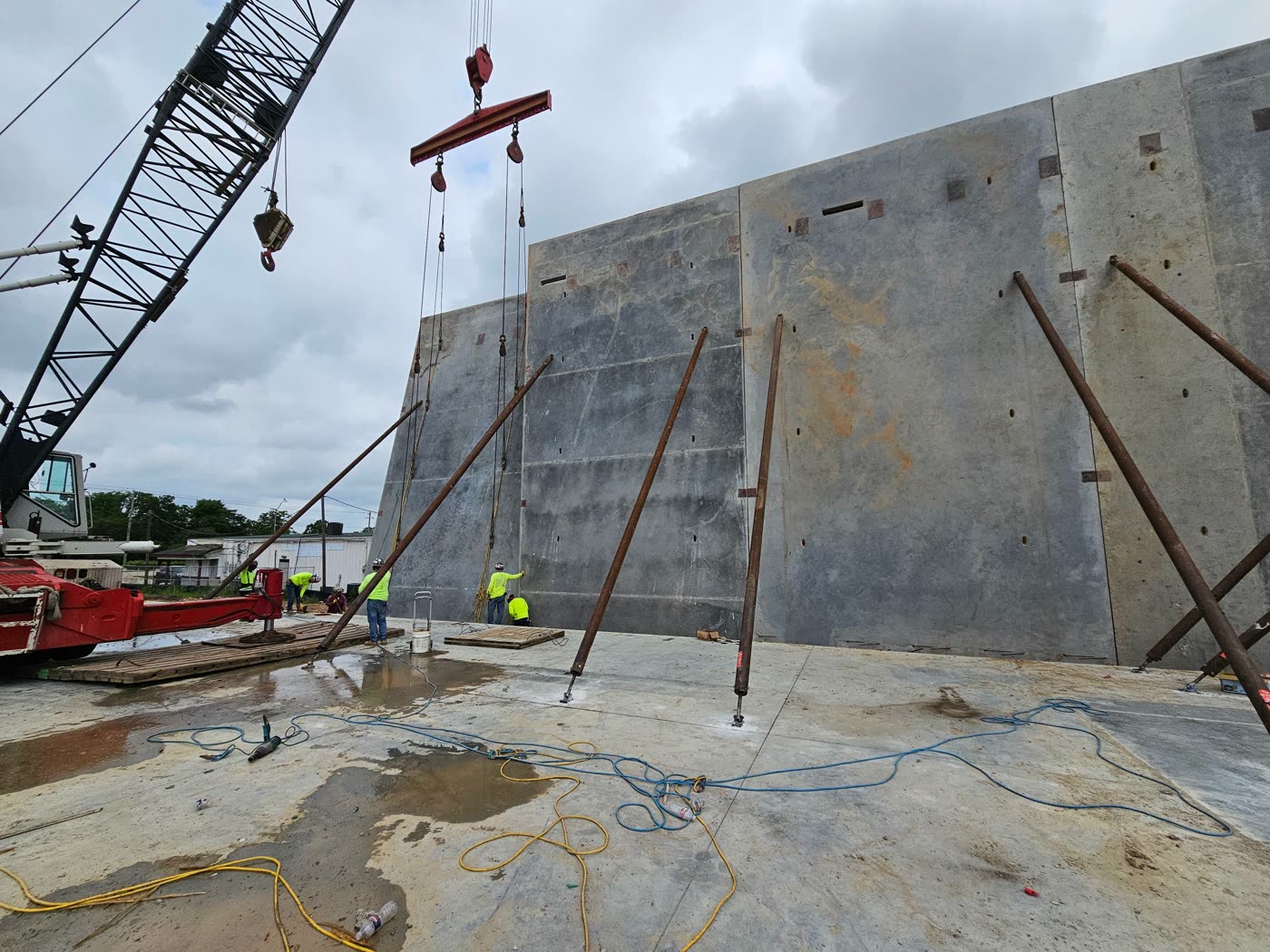 Concrete slab pour — crew finishing